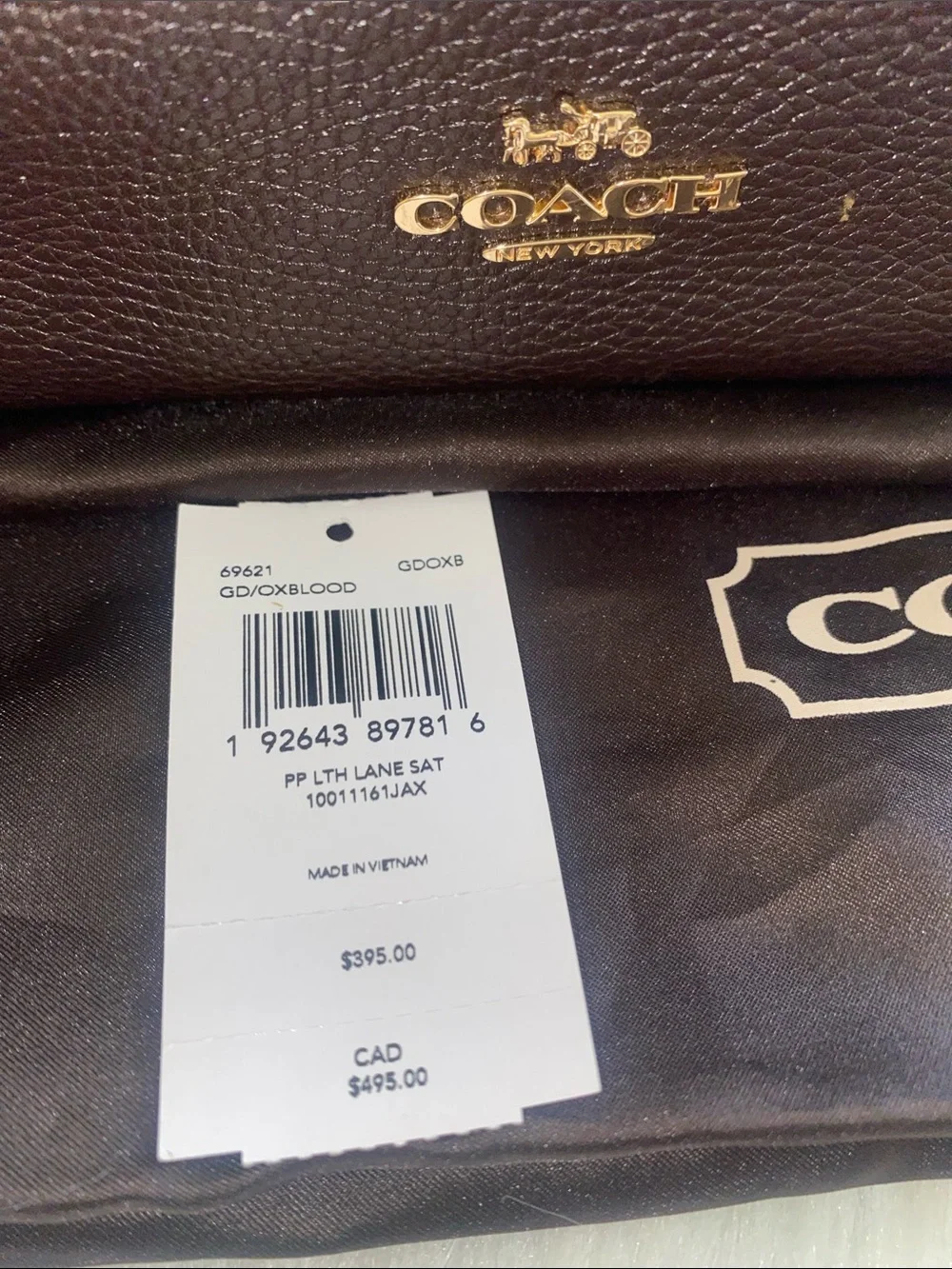 Coach Purple Pebbled Leather Lane Satchel Bag with Gold Logo